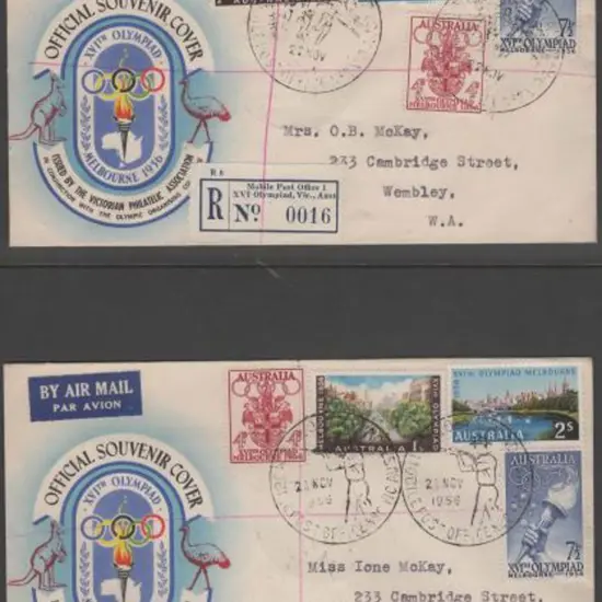 1956 (22nd Nov) Olympics sets of 4 on official ...