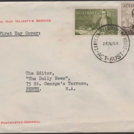 1964 (26th Aug) £2 King & 7/6d Cook pmkd Canberra ...