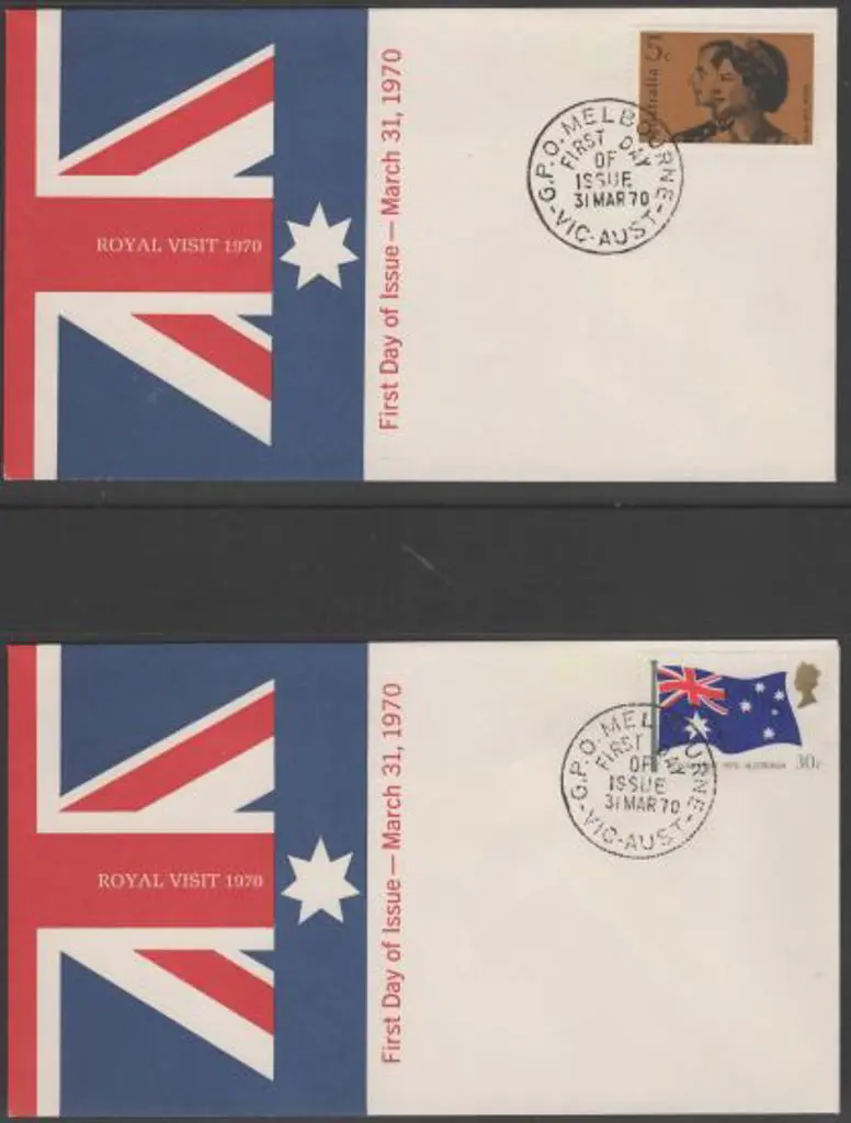 1970 (31st Mar) Royal Visit pair on separate ... Image 1++