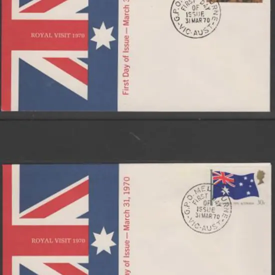 1970 (31st Mar) Royal Visit pair on separate ...