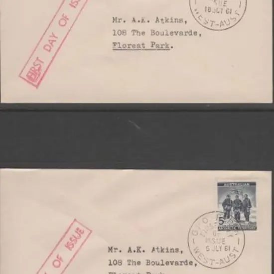 1961 (5th July & 18th Oct) AAT 5d Shackleton Team ...