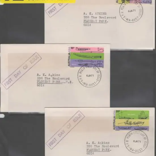1971 (16th Jan) Aust/Asia set of 3 on 3 separate ...
