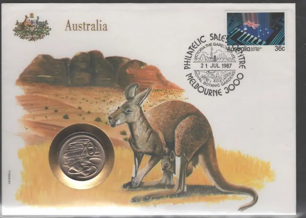 1987 (21st July) 36c Aust Day & 20c platypus coin ... Image 1++
