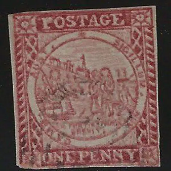 1850 1d dull carmine shade, Plate II "with clouds" ...
