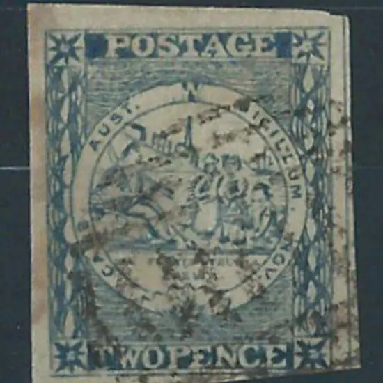 1850 2d dull blue Sydney view. Large margins with ...