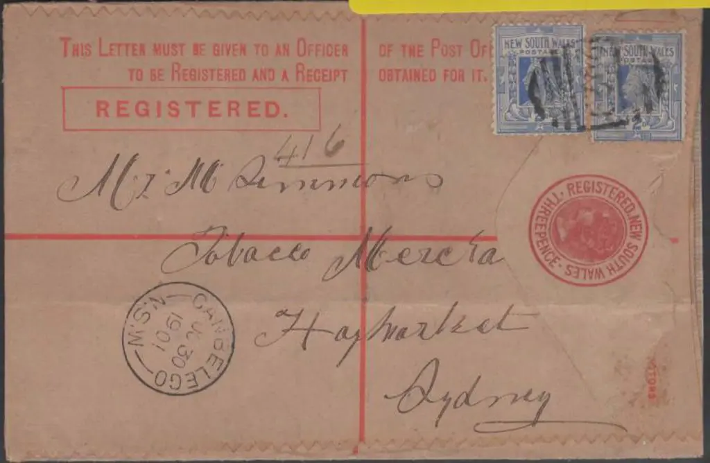1901 (30th June) QV 3d rose Registered Envelope ... Image 1++