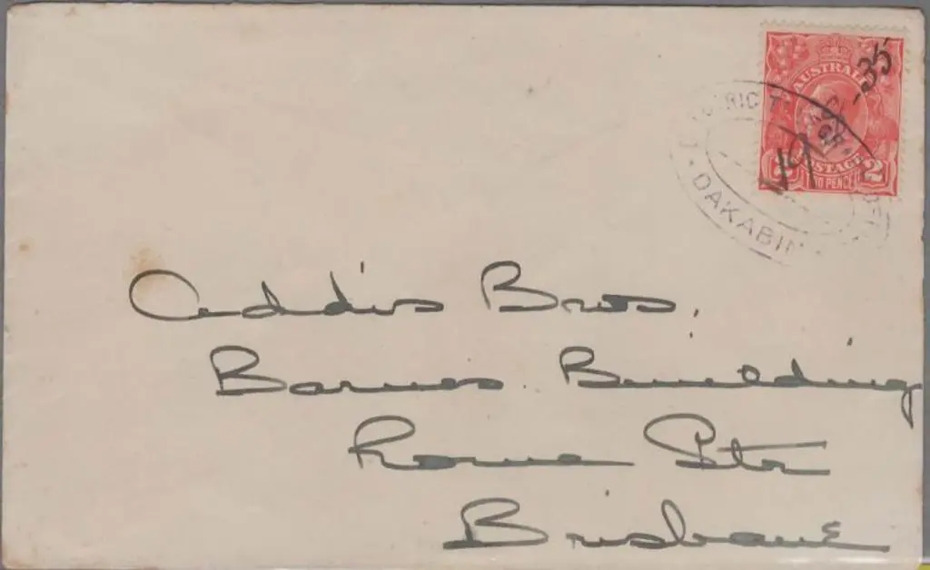 1935 (19th Aug) Dakabin to Brisbane cover with KGV ... Image 1++