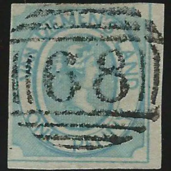 1853 1d pale blue fine used with neat "68" BN. 2 ...
