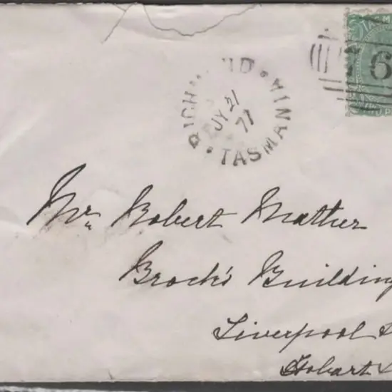 1877 (21st July) Richmond to Hobart cover with 2d ...