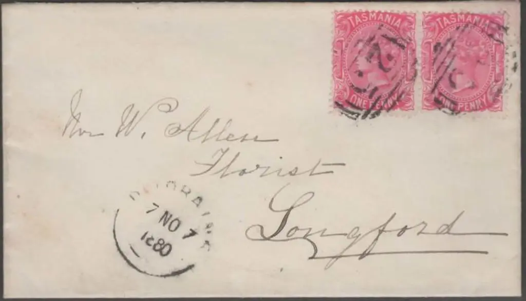 1880 (7th Nov) Deloraine to Longford. QV 1d rosine ... Image 1++