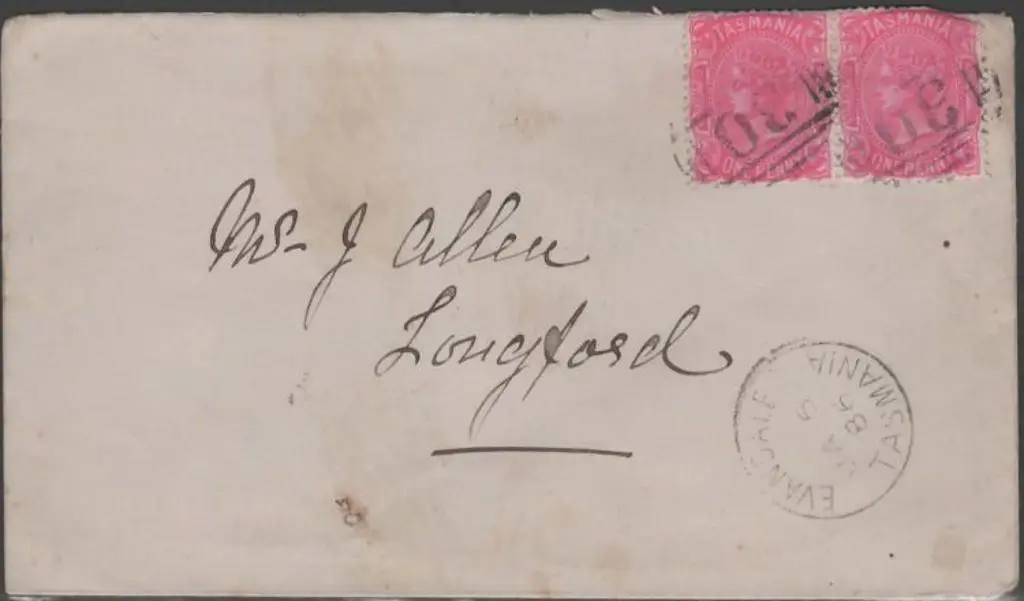 1886 (5th Jan) Evandale to Longford cover with QV ... Image 1++