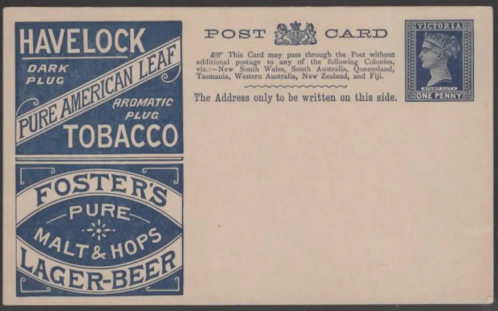 1895 1d blue Havelock Tobacco & Fosters Lager Beer ... Image 1++