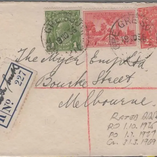 1936 (19th Oct) Gre Gre South registered cover ...
