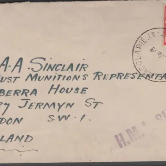 1949 (Mar) 2½d KGVI tied by ANARE Macquarie cds on ...