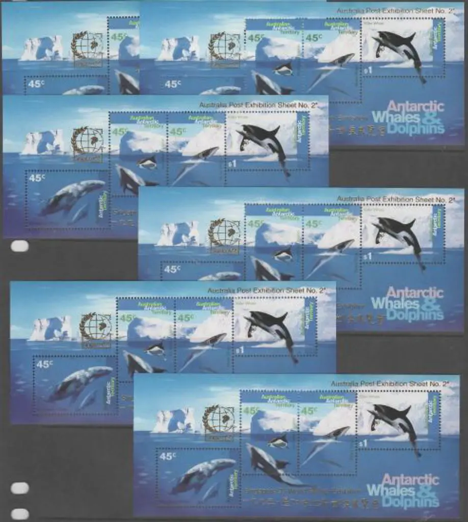 1995 Whales & Dolphins M/S's ovptd "Singapore '95" ... Image 1++