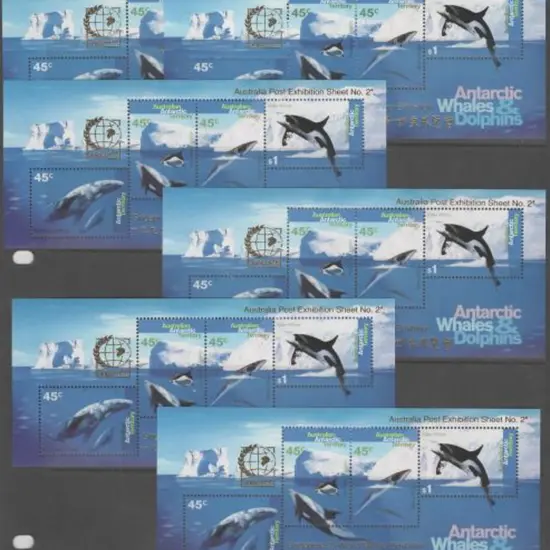 1995 Whales & Dolphins M/S's ovptd "Singapore '95" ...