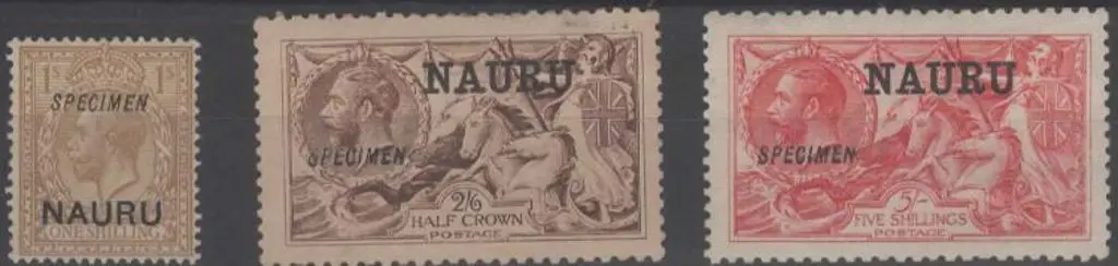 1916/23 1/- KGV & 2/6d & 5/- Seahorses ovptd ... Image 1++