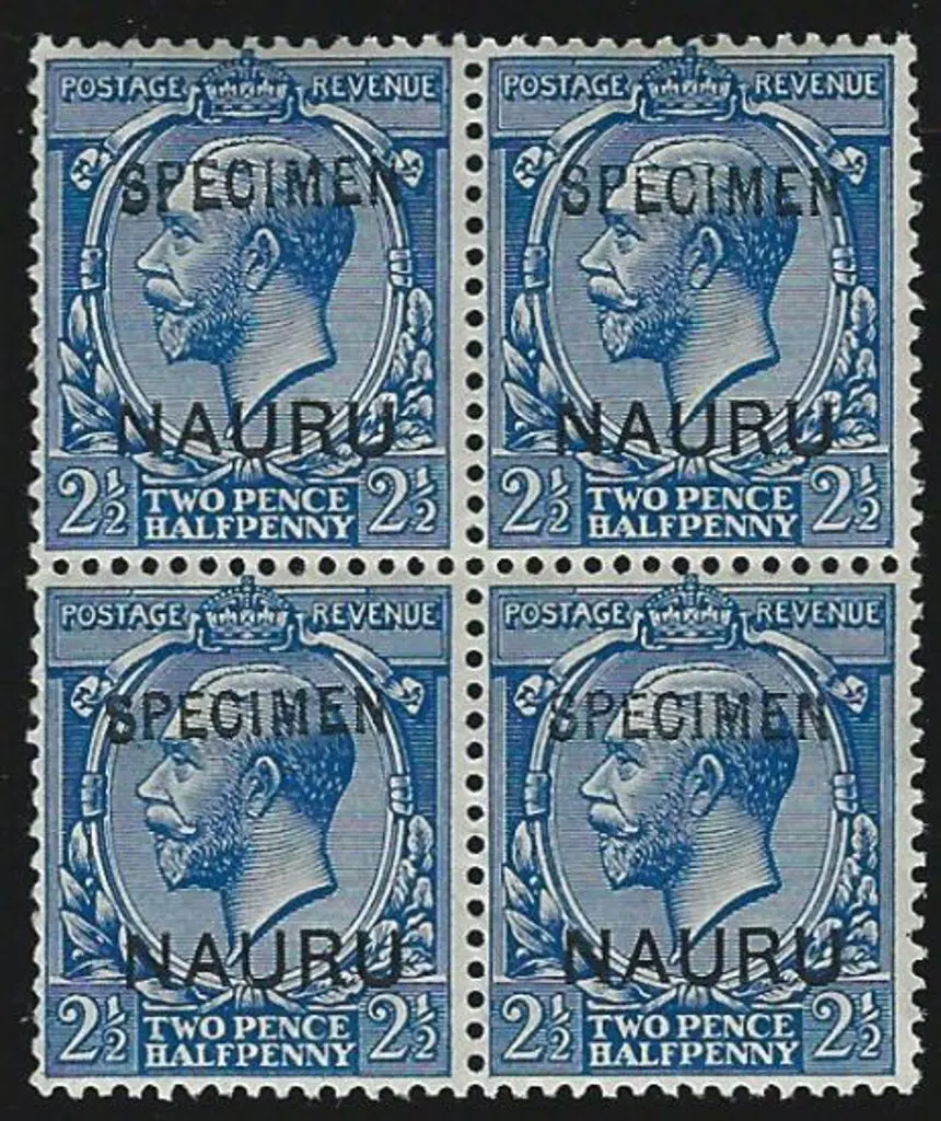1916/23 2½d blue KGV block of 4 ovptd "SPECIMEN". ... Image 1++