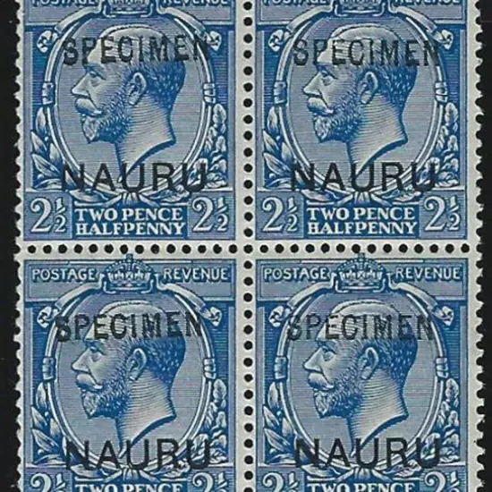 1916/23 2½d blue KGV block of 4 ovptd "SPECIMEN". ...