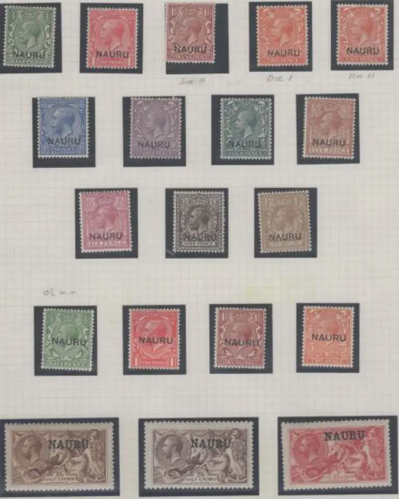 1916/23 KGV ovpts to 1/- incl both dies of 2d, ... Image 1++