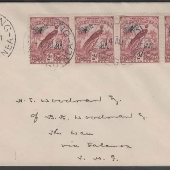 1931 (14th Aug) 2d claret BOP ovptd AIR MAIL strip ...