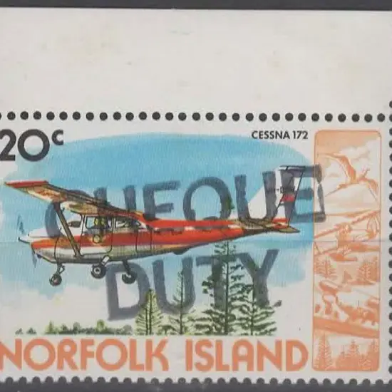 1980 20c Cessna with "CHEQUE DUTY" handstamp for ...