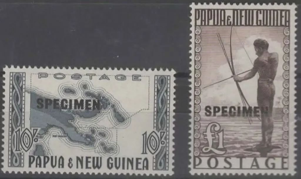 1952 10/- Map & £1 Fisherman both overprinted ... Image 1++
