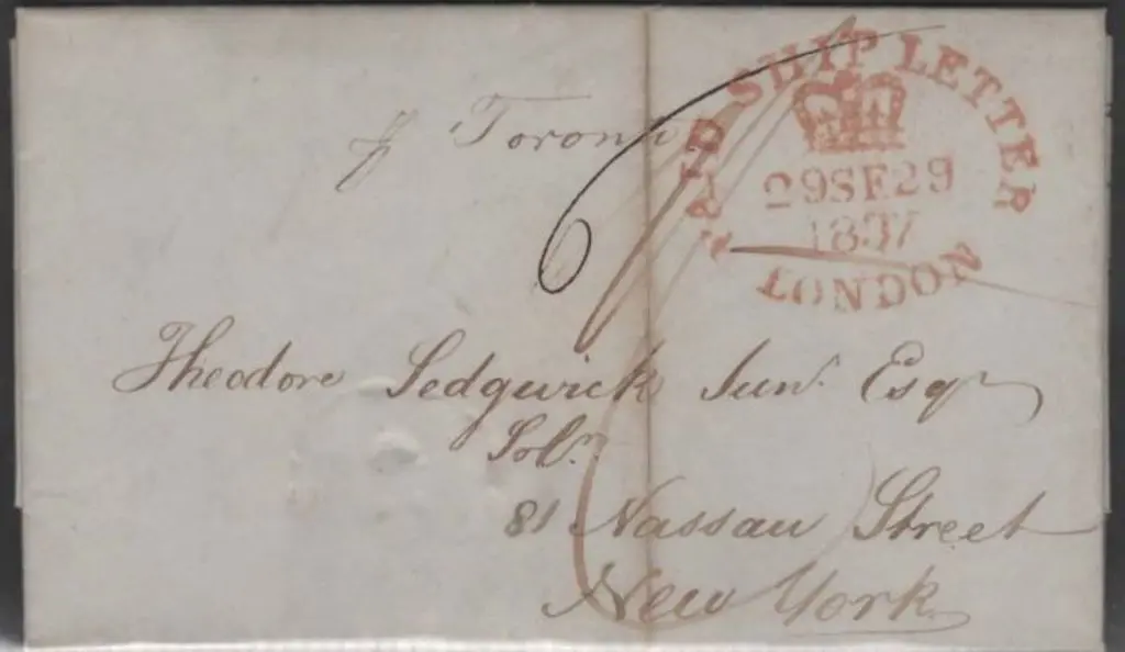 1837 (29th Sept) London to New York pre-stamp ... Image 1++
