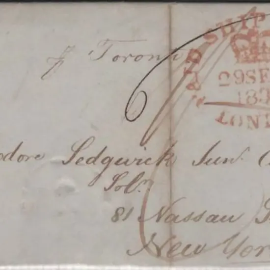 1837 (29th Sept) London to New York pre-stamp ...