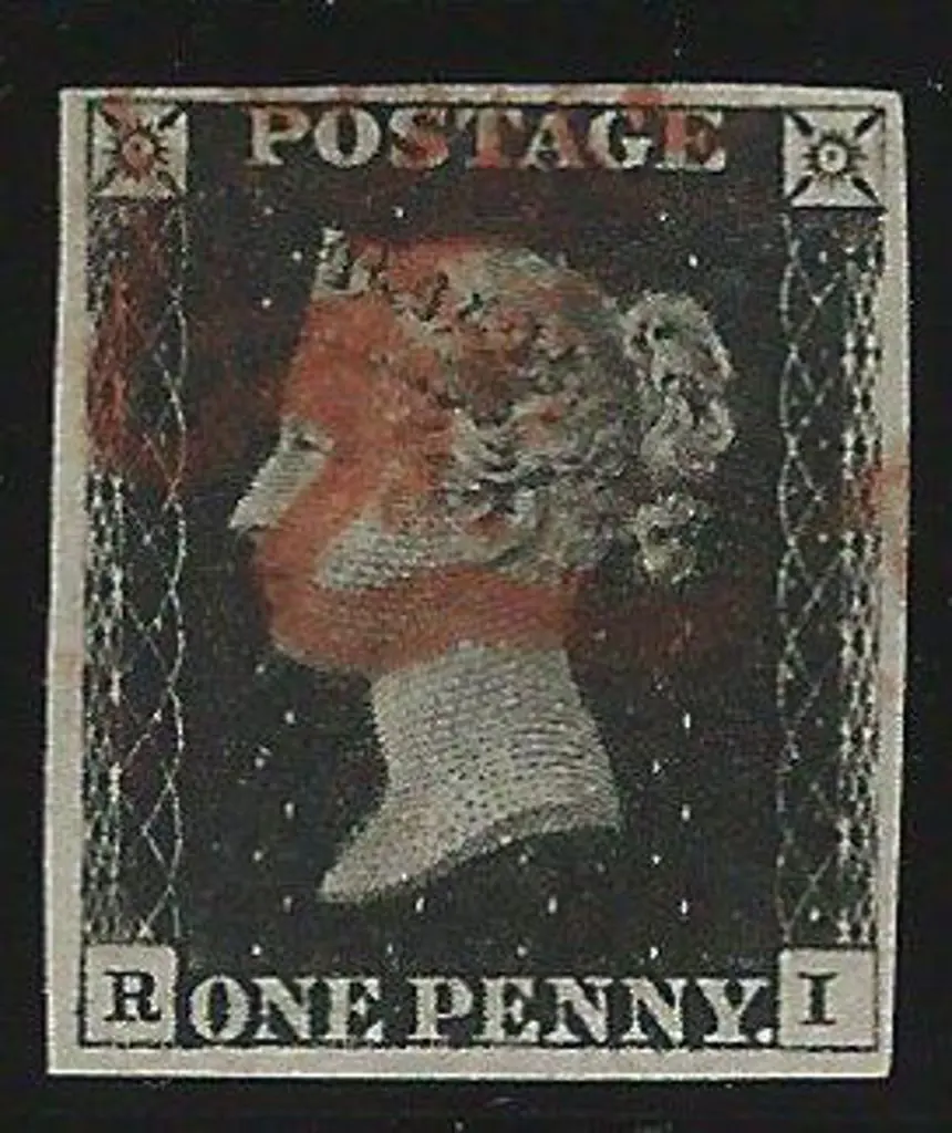 1840 1d black with red Maltese Cross cancel. Clear ... Image 1++