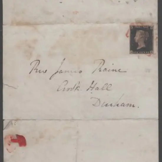 1840 1d black, plate 4 tied to entire by two ...