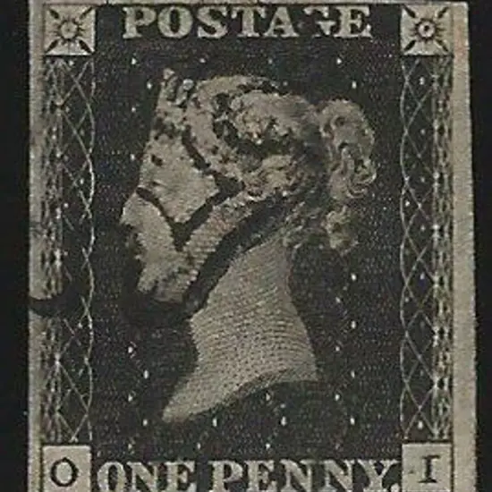 1840 1d black, plate 9 with neat partial black ...
