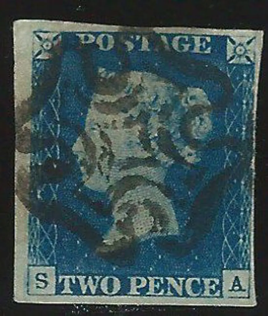 1840 2d deep full blue with 4 margins. F/U by ... Image 1++