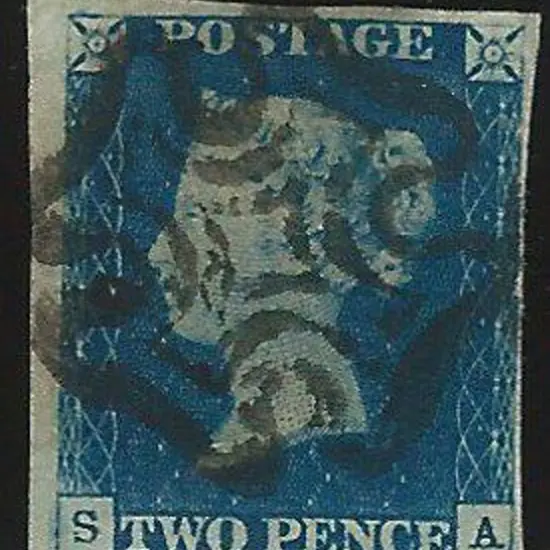 1840 2d deep full blue with 4 margins. F/U by ...