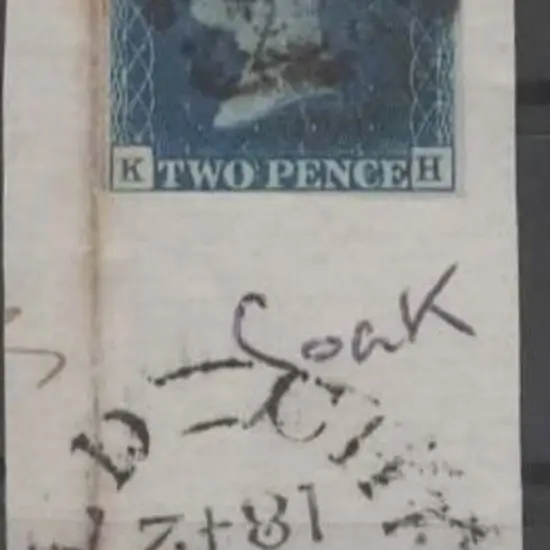 1840 2d deep full blue with smudged black Maltese ...