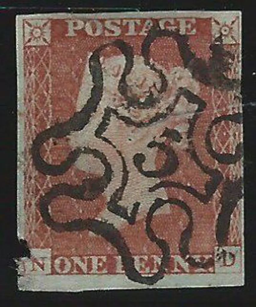 1841 1d red brown QV set of numbered Maltese Cross ... Image 1++