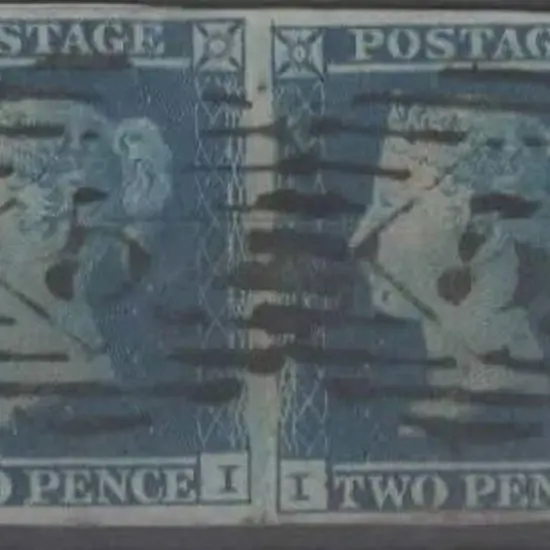 1841 2d blue horiz pair with good margins & F/U by ...
