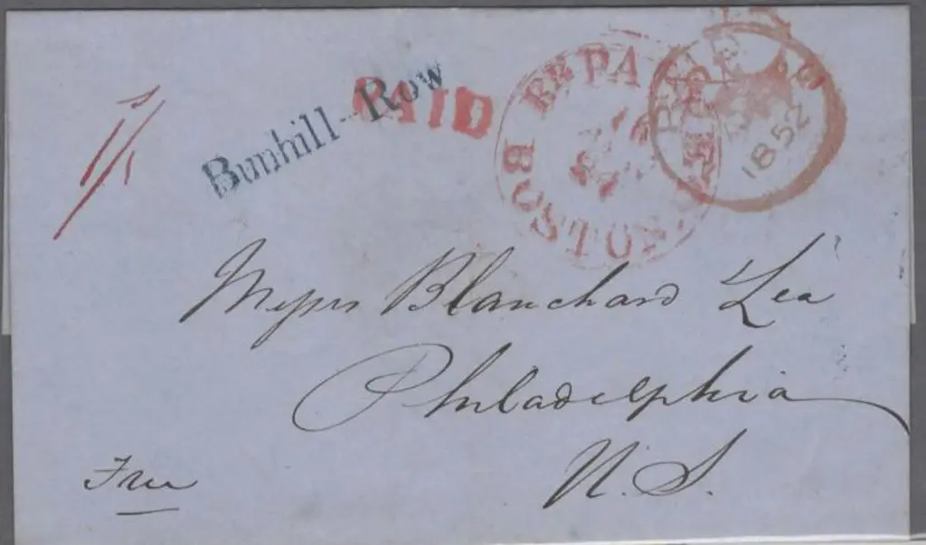 1852 stampless cover with s/l "Burnhill-Row" ... Image 1++