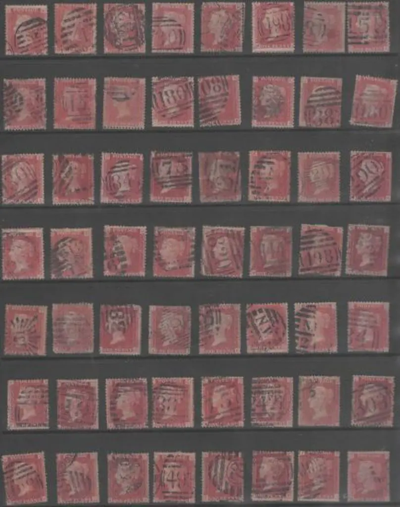 1858/79 1d reds complete plate number collection ... Image 1++