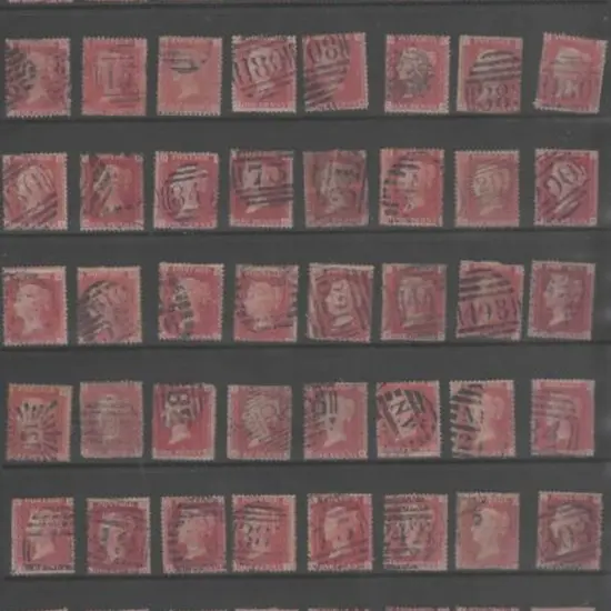 1858/79 1d reds complete plate number collection ...