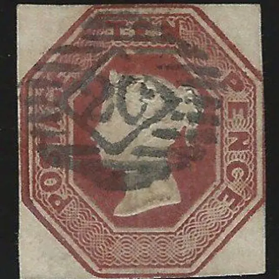 1847/54 10d brown embossed just touching on all ...