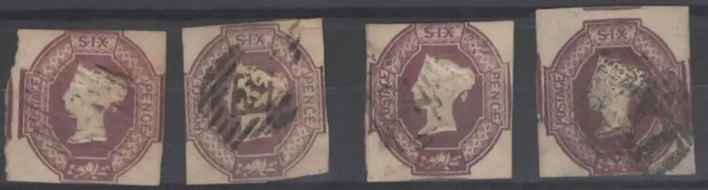 1847/54 6d embossed in all four catalogued shades. ... Image 1++