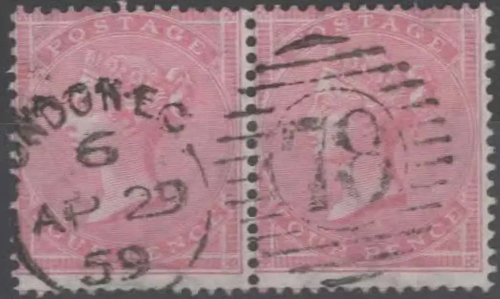 1855 4d rose QV, large garter wmk, horizontal pair ... Image 1++
