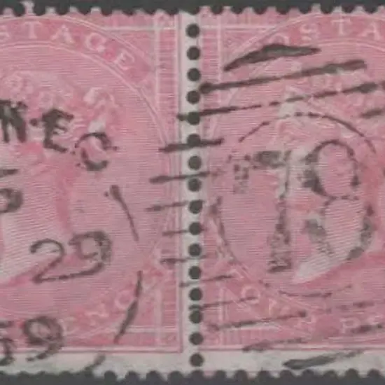 1855 4d rose QV, large garter wmk, horizontal pair ...