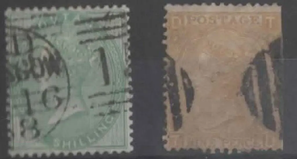 1855 1/- green good used with partial Glasgow ... Image 1++