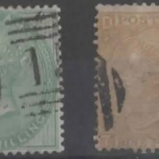 1855 1/- green good used with partial Glasgow ...