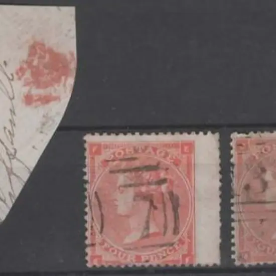 1862/64 4d bright red with wing margin, 4d pale ...