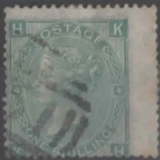 1865 1/- green QV F/U by light barred numeral ...