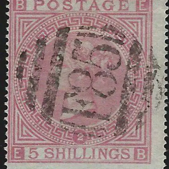 1867/83 5/- pale rose, Plate 2 with "F85" ...
