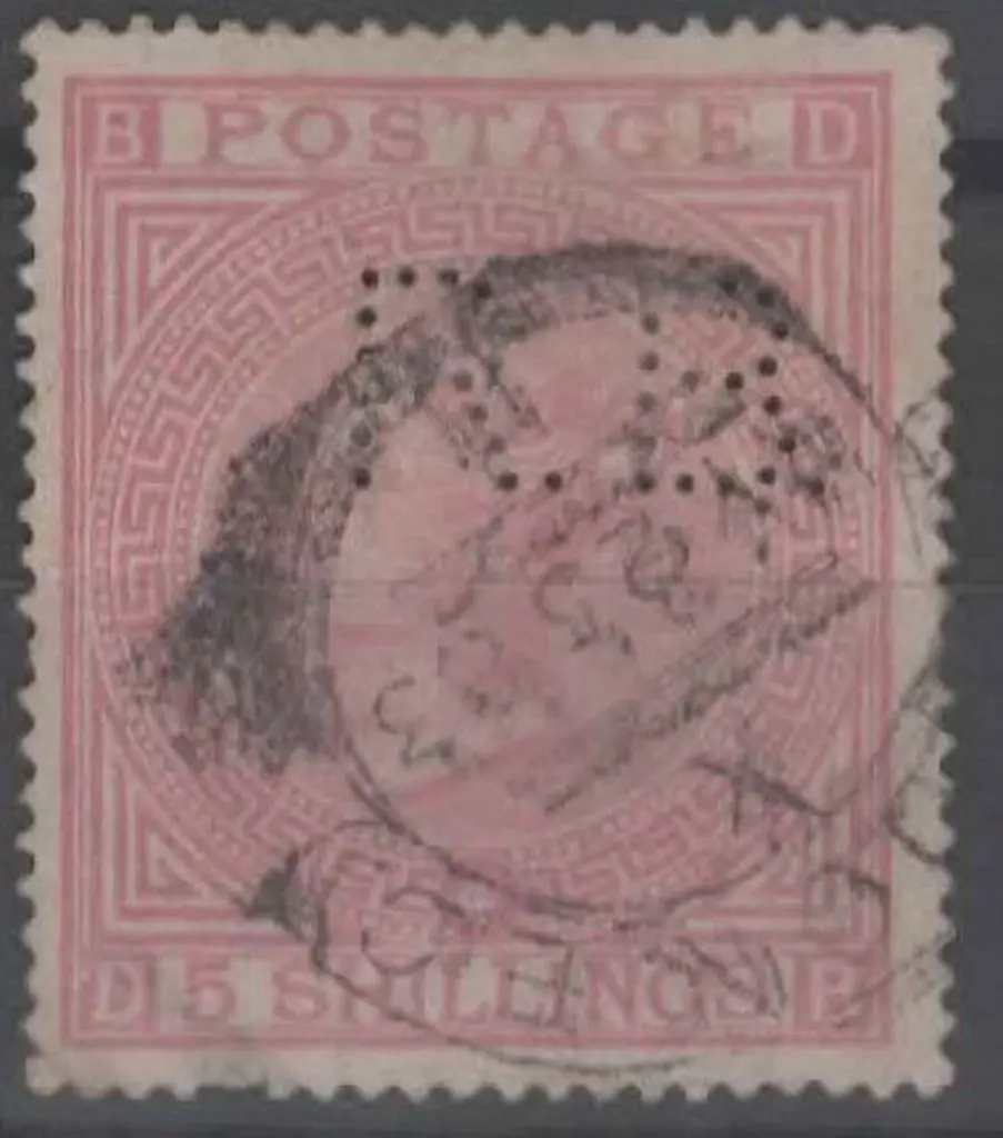 1867/83 5/- rose with anchor wmk on white paper, ... Image 1++